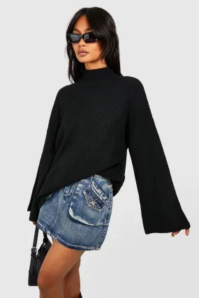 Soft Rib Knit High Neck Jumper