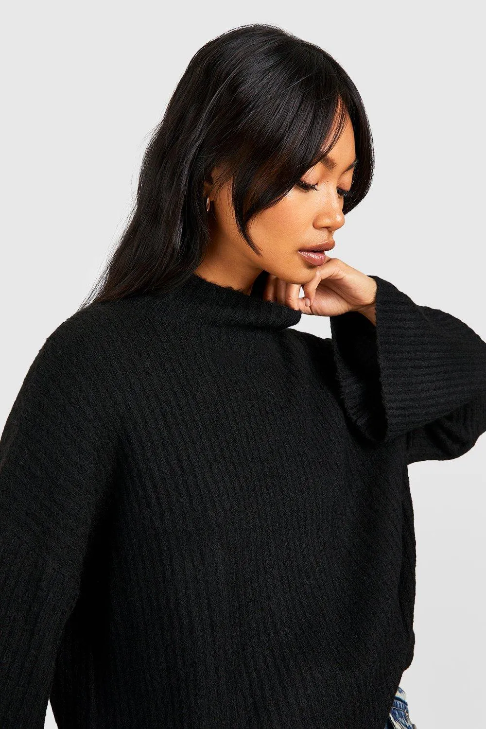 Soft Rib Knit High Neck Jumper