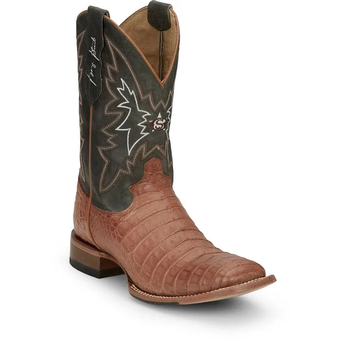 Justin Haggard Vintage Tan Caiman Boots GR5706