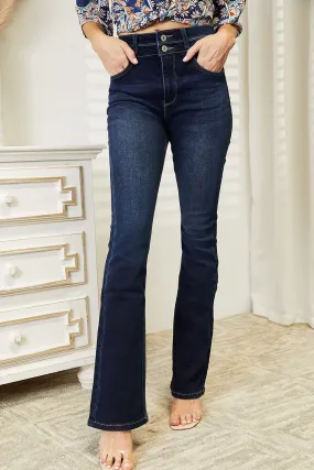 Kancan Bootcut Jeans with Wide Waistband and High Rise in Full Size