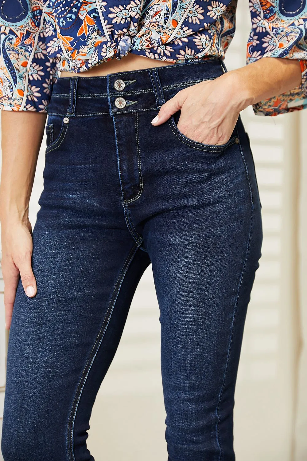 Kancan Bootcut Jeans with Wide Waistband and High Rise in Full Size