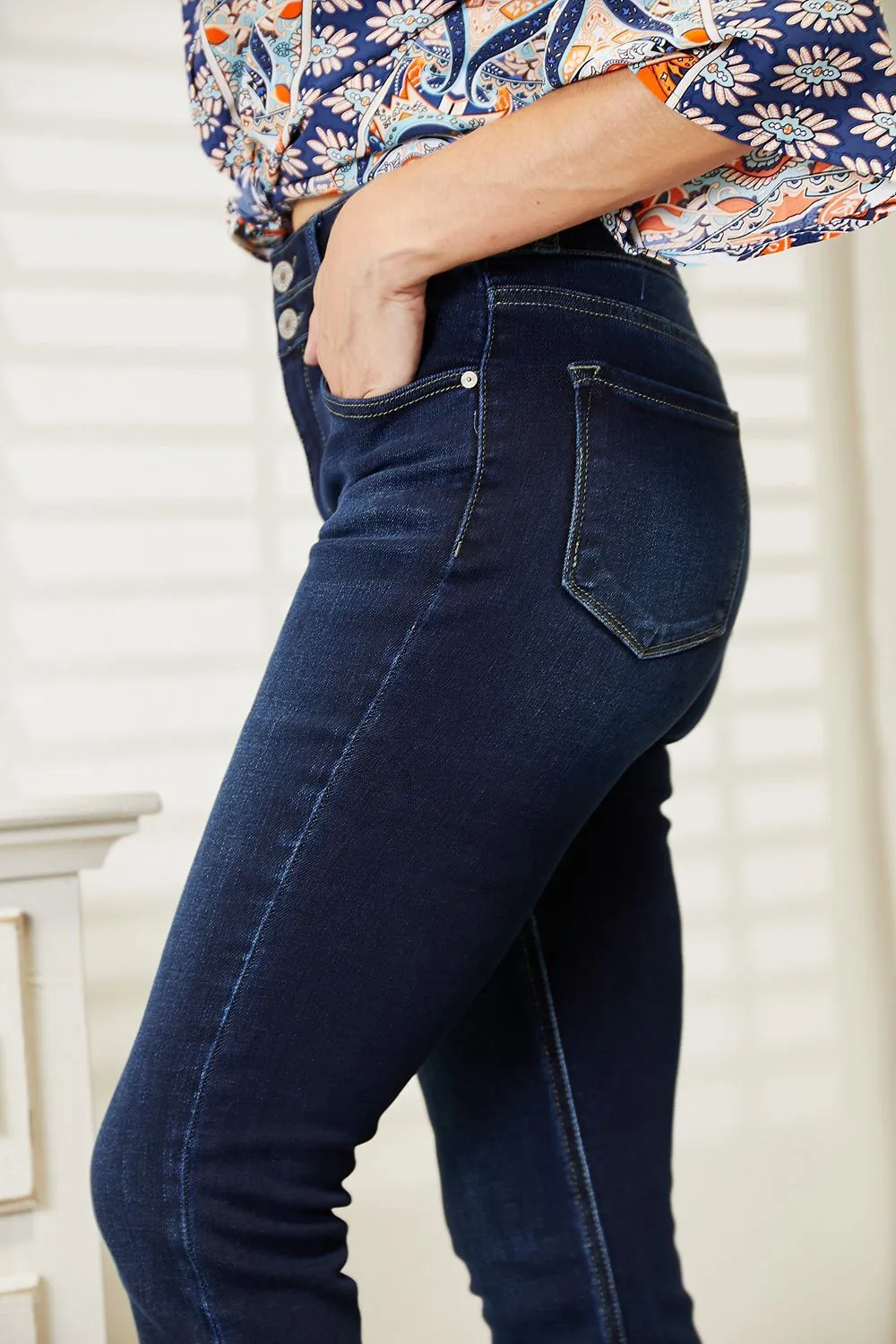 Kancan Bootcut Jeans with Wide Waistband and High Rise in Full Size