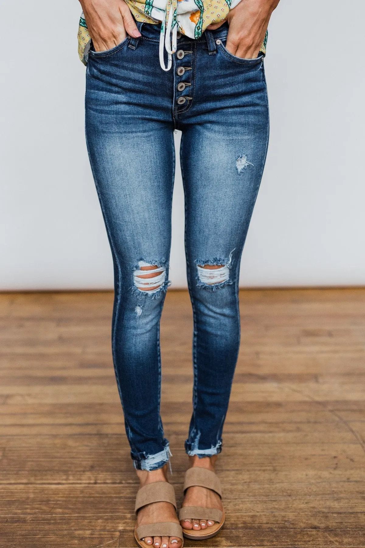 KanCan Button Fly Jeans in Melanie Wash