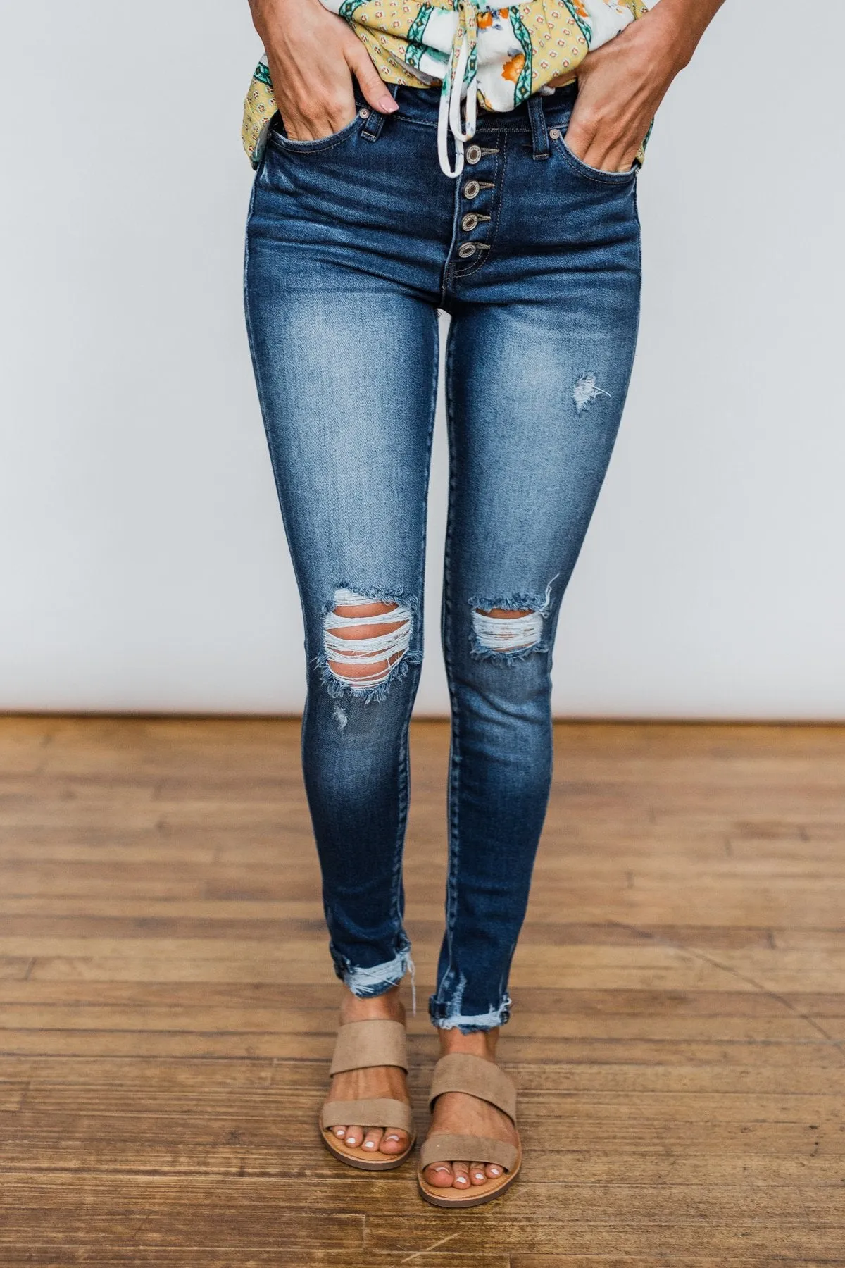 KanCan Button Fly Jeans in Melanie Wash