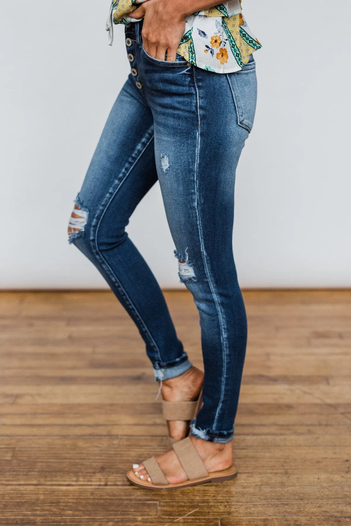 KanCan Button Fly Jeans in Melanie Wash