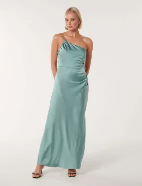 Kelly Satin Maxi Dress One Shoulder