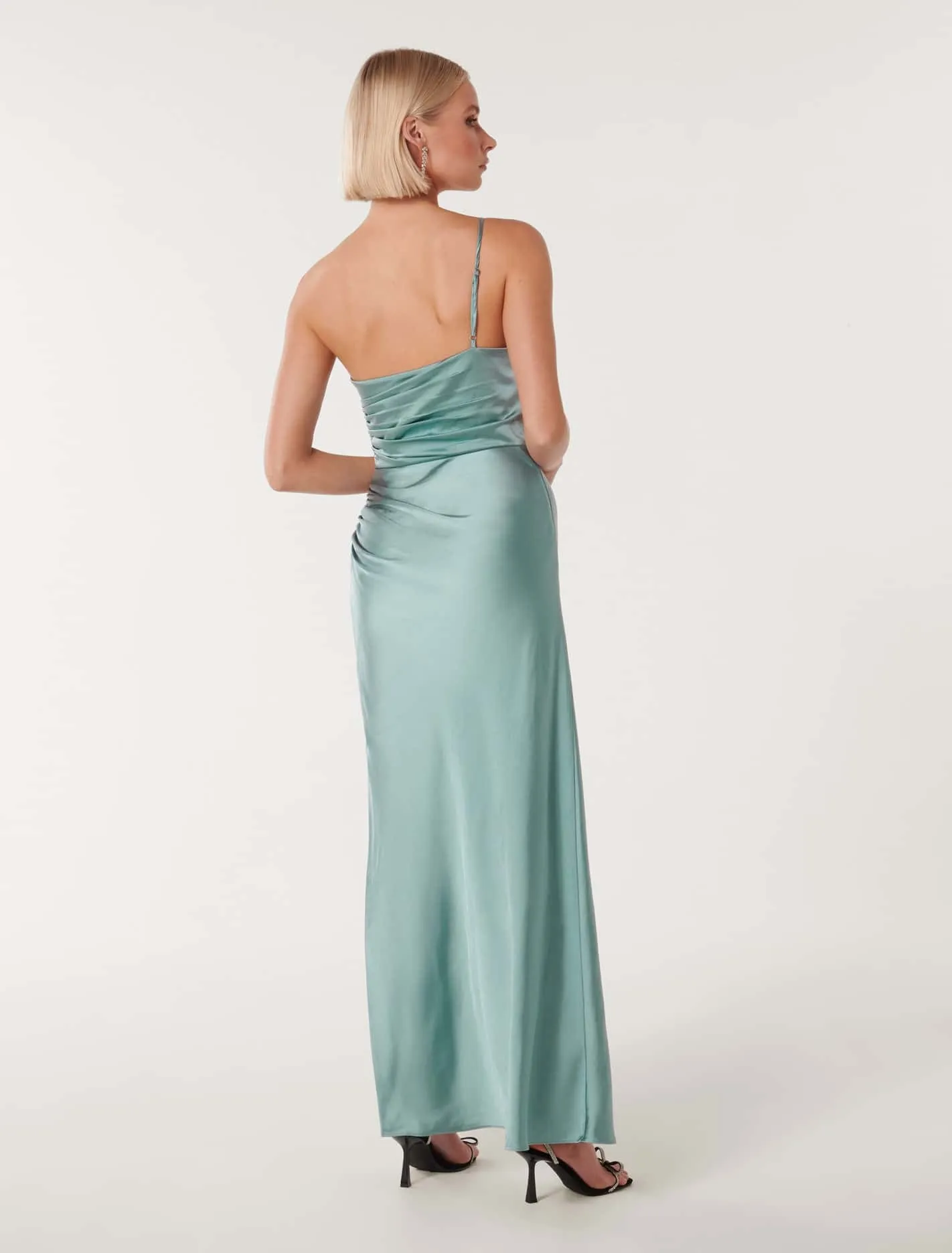 Kelly Satin Maxi Dress One Shoulder