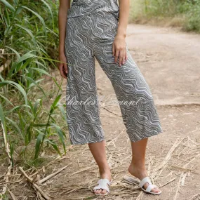 Khaki and White Marble Print Culotte Pant - Product Code 7408-123