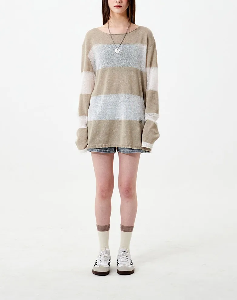 SEE THROUGH BLOCK LONG SLEEVE KNIT