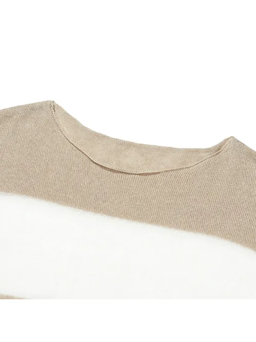 SEE THROUGH BLOCK LONG SLEEVE KNIT