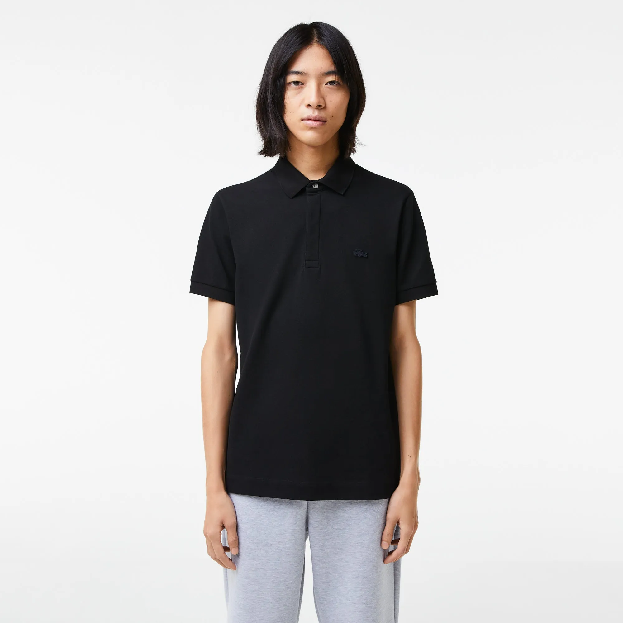 Lacoste Black Cotton Stretch Polo