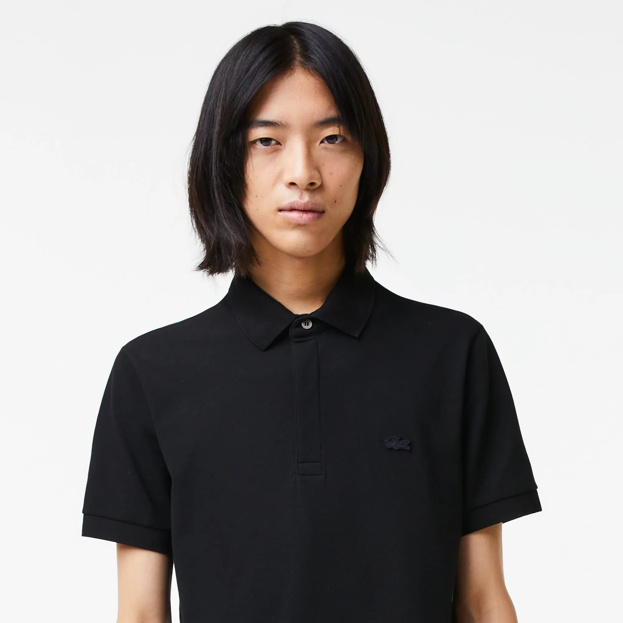 Lacoste Black Cotton Stretch Polo