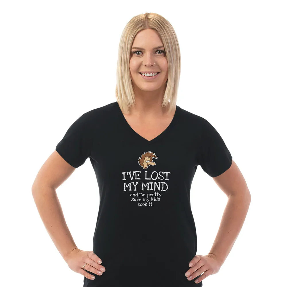 Ladies V-Neck Cotton T-Shirt - Lost My Mind