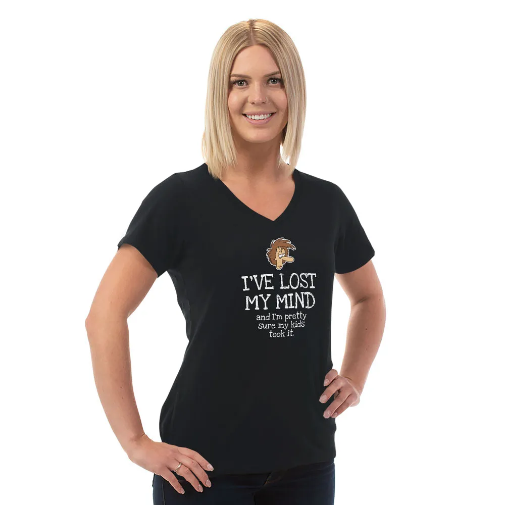 Ladies V-Neck Cotton T-Shirt - Lost My Mind