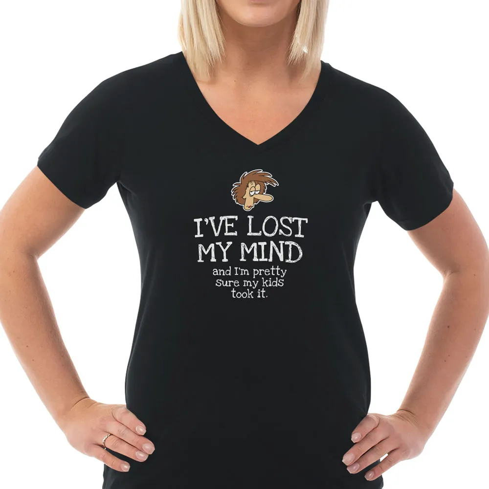 Ladies V-Neck Cotton T-Shirt - Lost My Mind