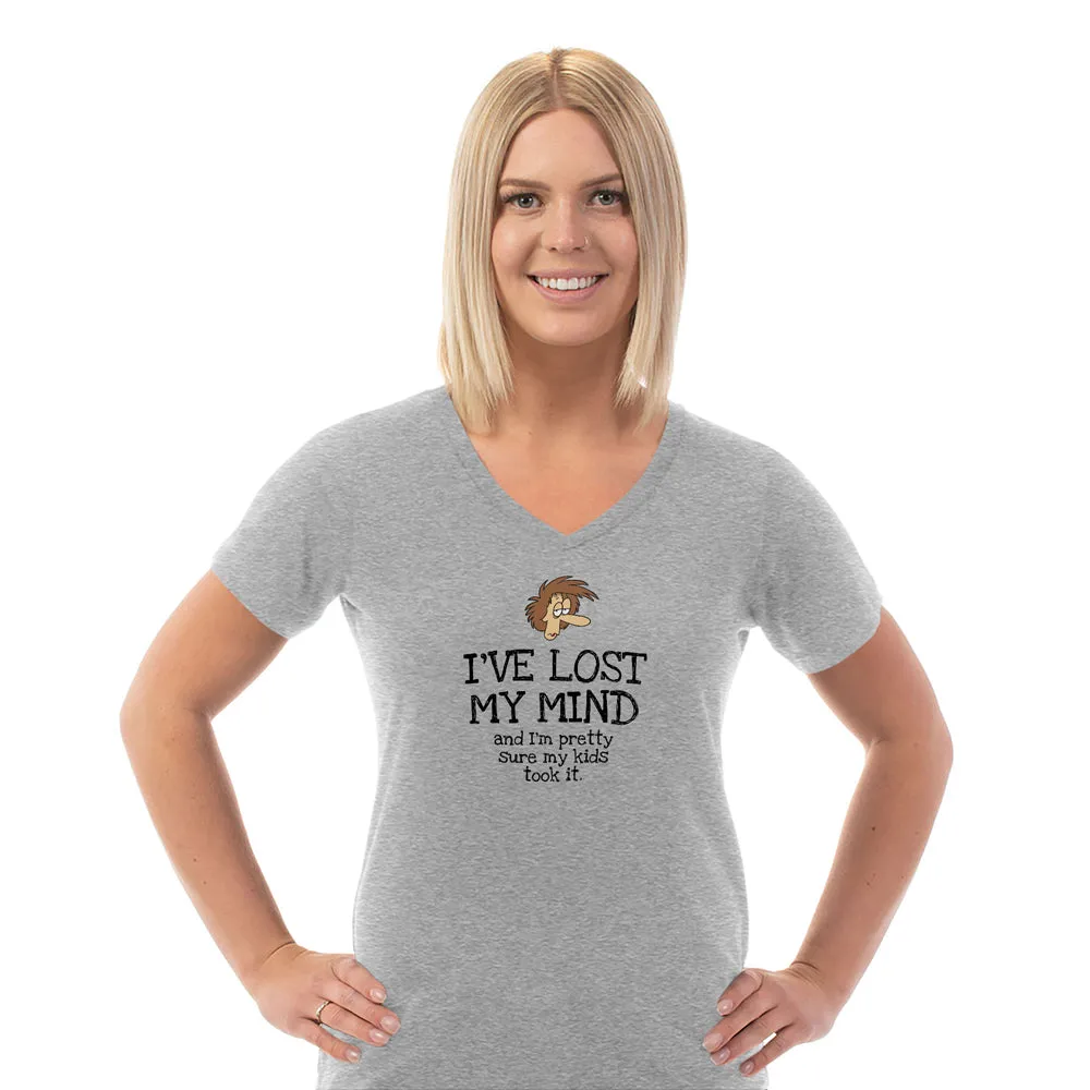 Ladies V-Neck Cotton T-Shirt - Lost My Mind