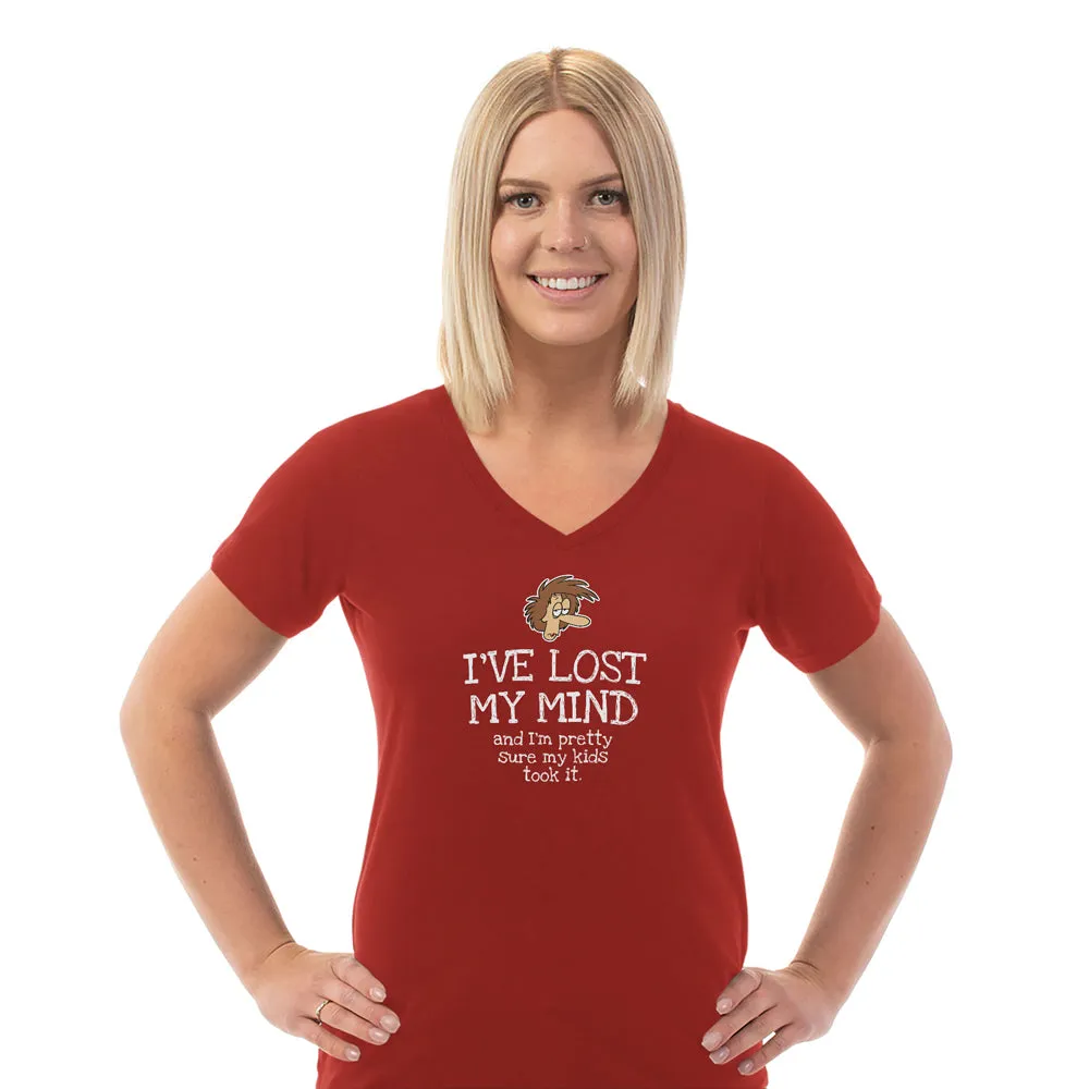 Ladies V-Neck Cotton T-Shirt - Lost My Mind