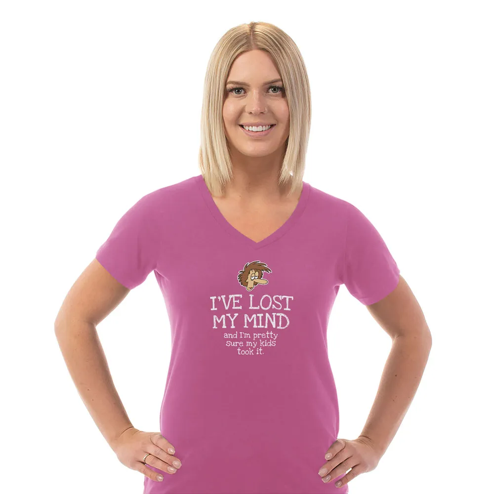 Ladies V-Neck Cotton T-Shirt - Lost My Mind