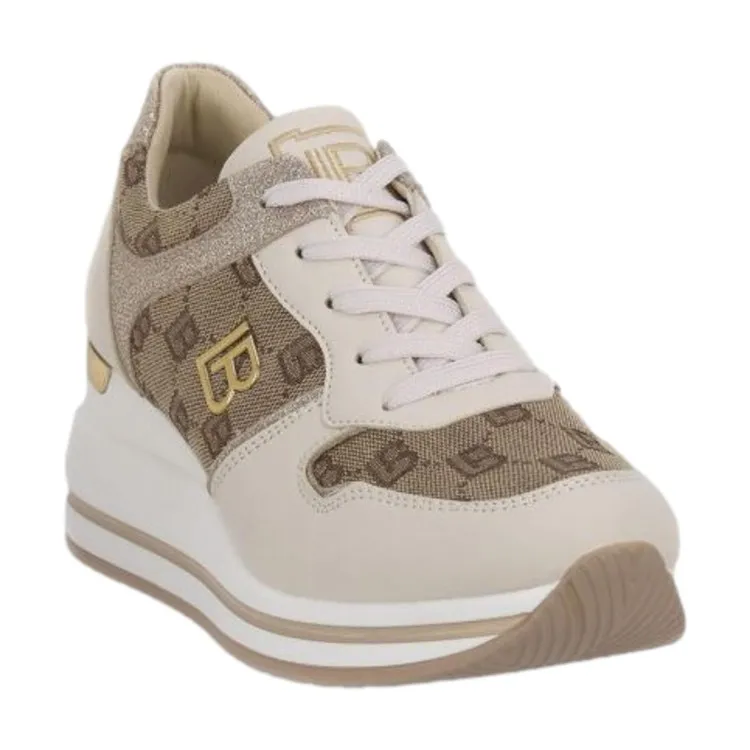 Laura Biagiotti 8427 Women's Beige Lace-Up Sneakers