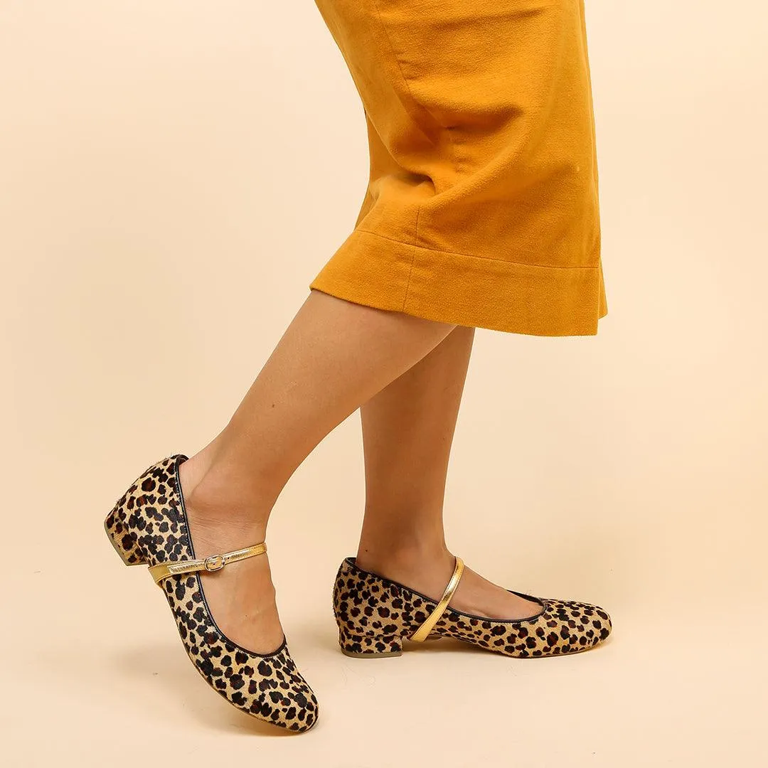 Leopard Ballet Flat + Gold Twiggy Strap