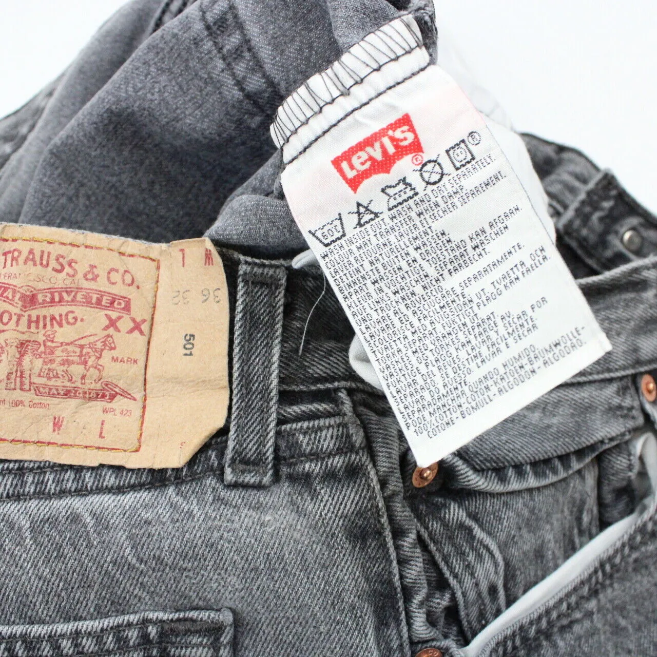 LEVIS 501 Denim Jeans Grey Charcoal | W36 L30