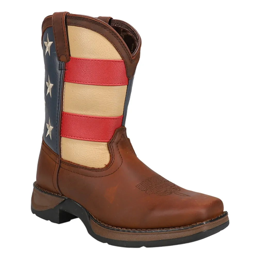 Lil' Rebel Patriotic Flag Cowboy Square Toe Boots (Big Kid)