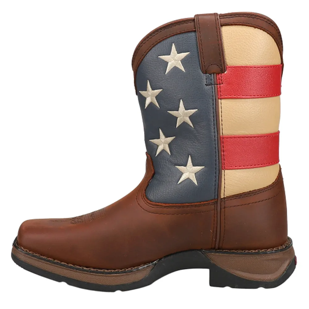 Lil' Rebel Patriotic Flag Cowboy Square Toe Boots (Big Kid)