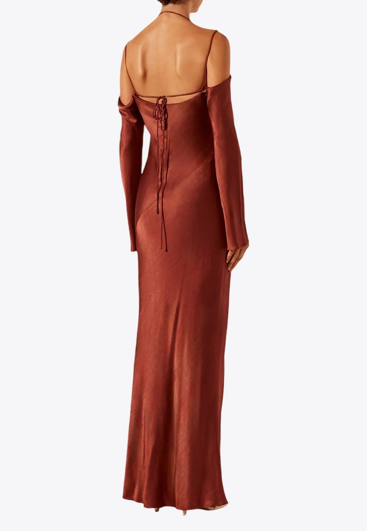 Lino Off-Shoulder Satin Maxi Dress