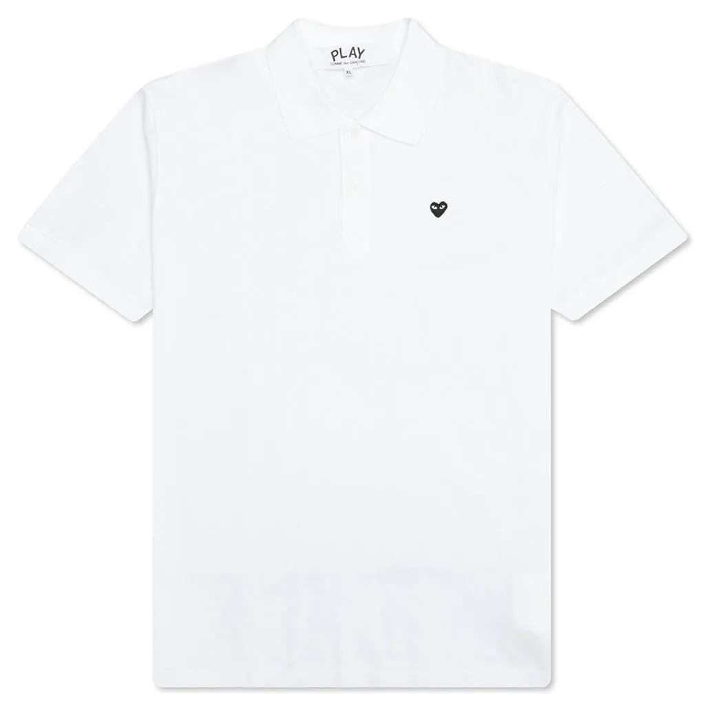 White Polo Shirt with Little Black Heart