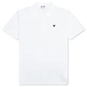 White Polo Shirt with Little Black Heart