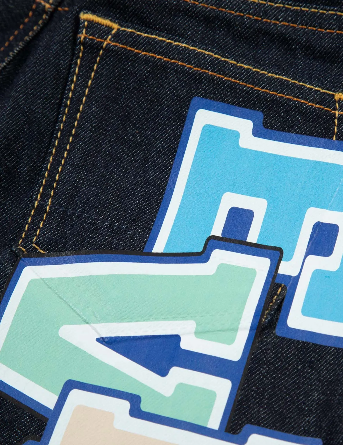 Logo and Seagull Print Regular Fit Denim Jeans