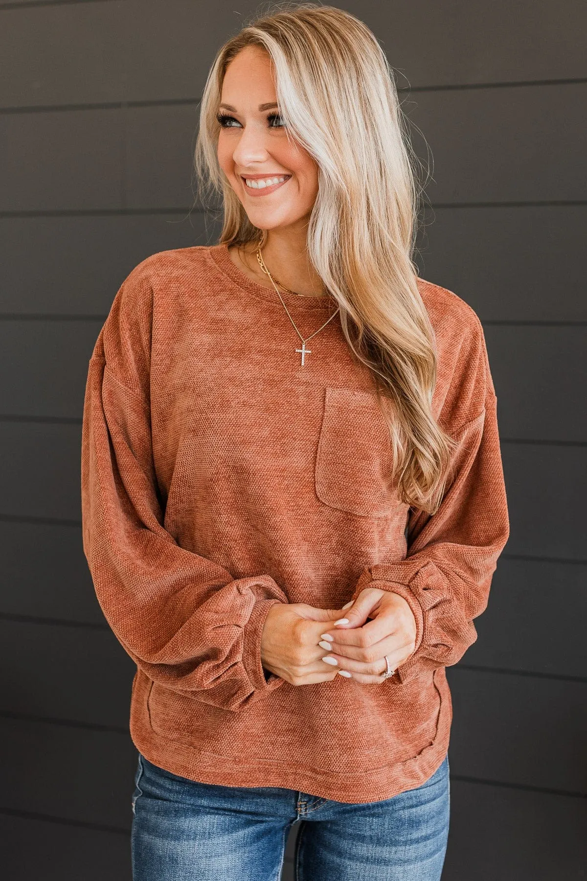 Rust Knit Top - Long Time Coming