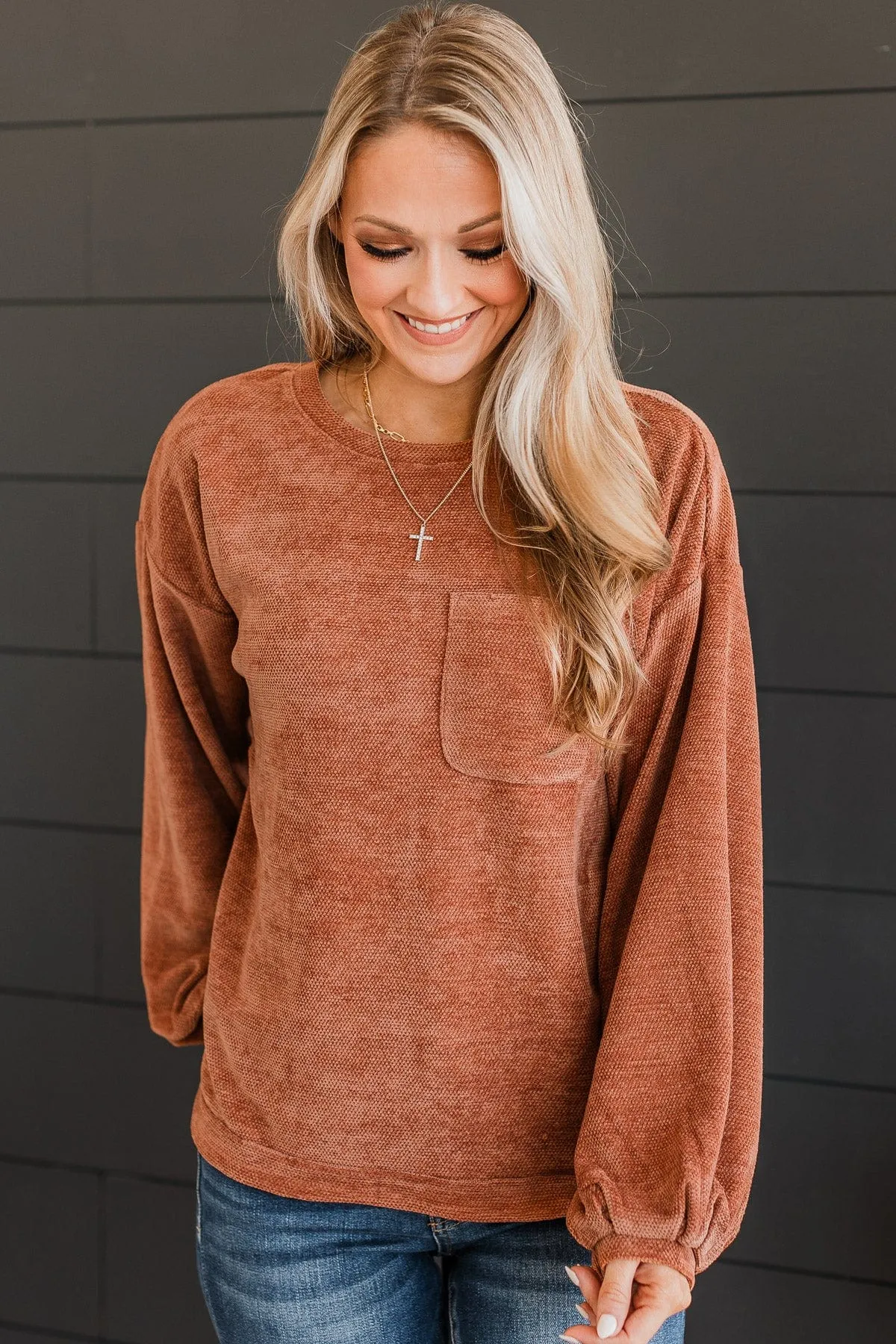 Rust Knit Top - Long Time Coming