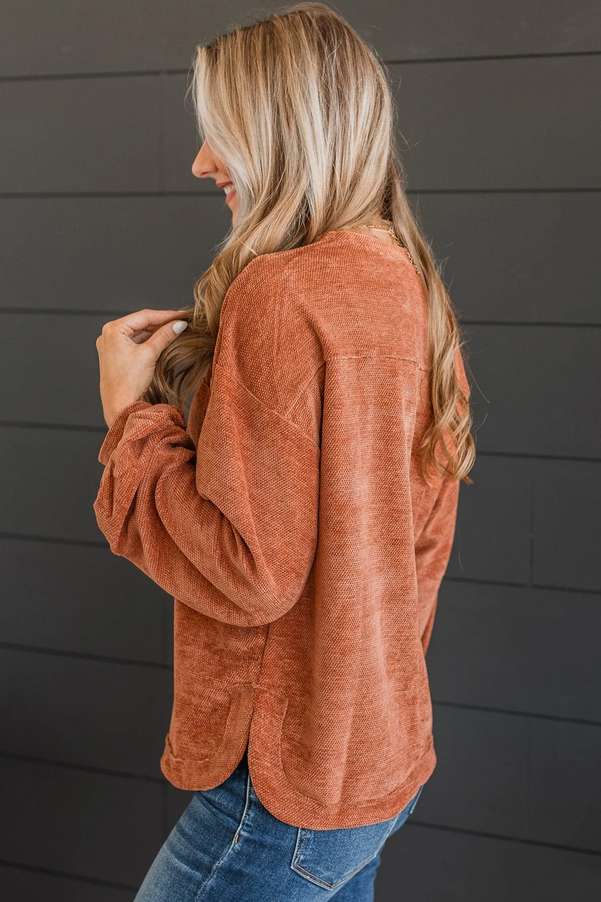 Rust Knit Top - Long Time Coming