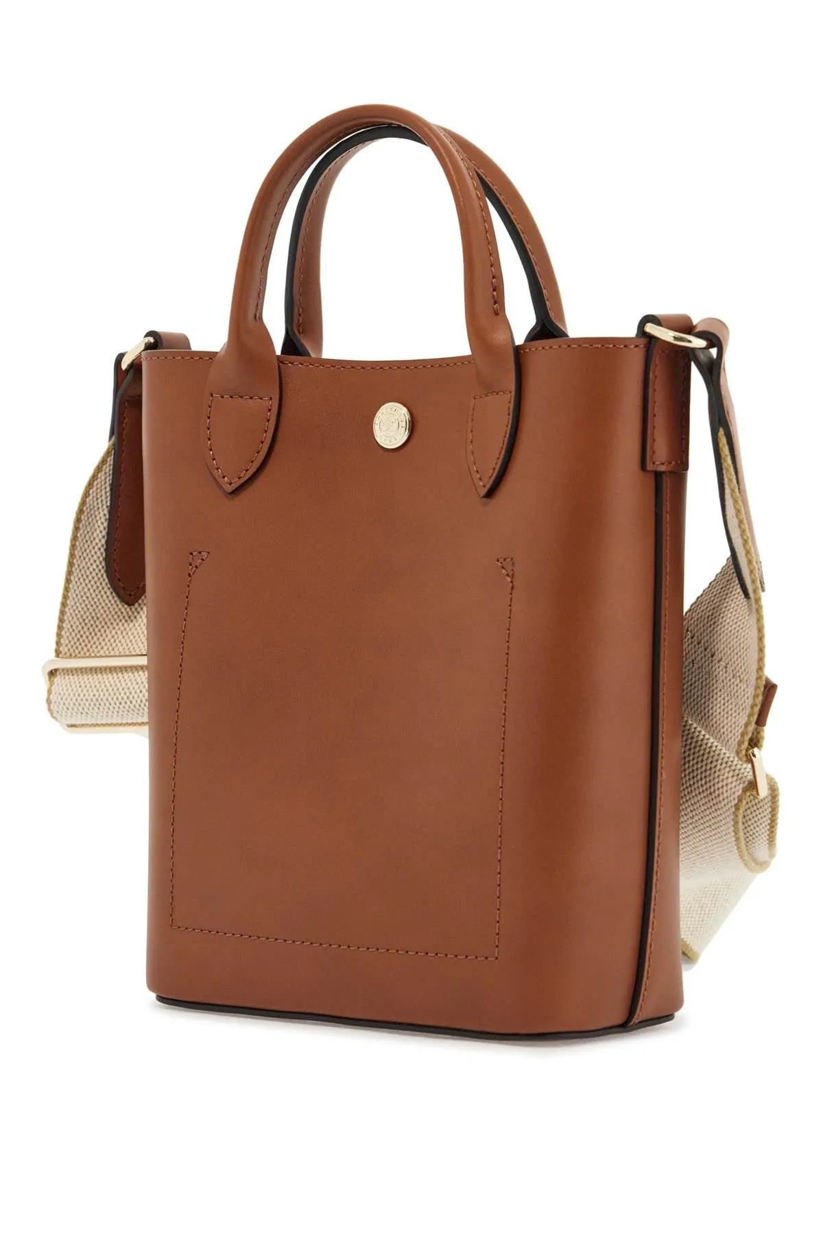 Longchamp Cognac Leather Handbag With Adjustable Shoulder Strap, Compact And Minimalist