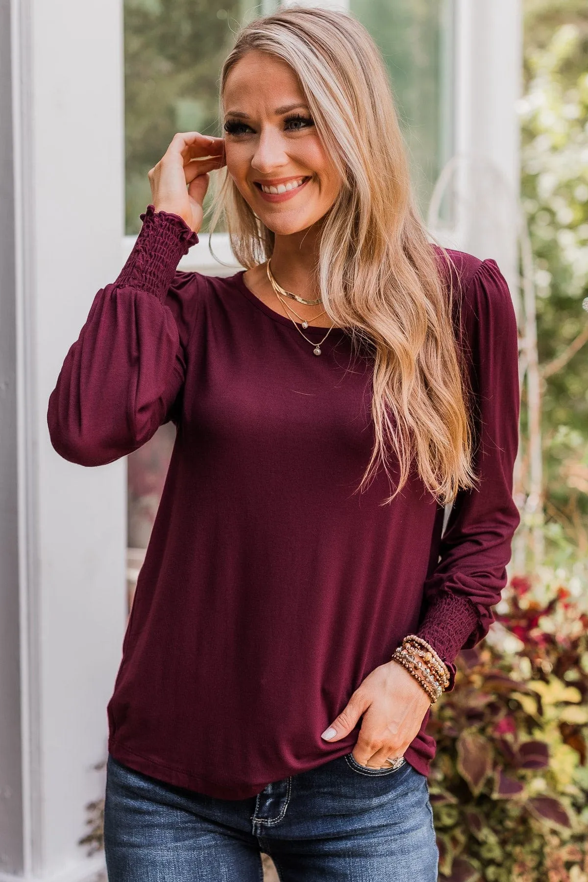 Love Found Knit Top Burgundy