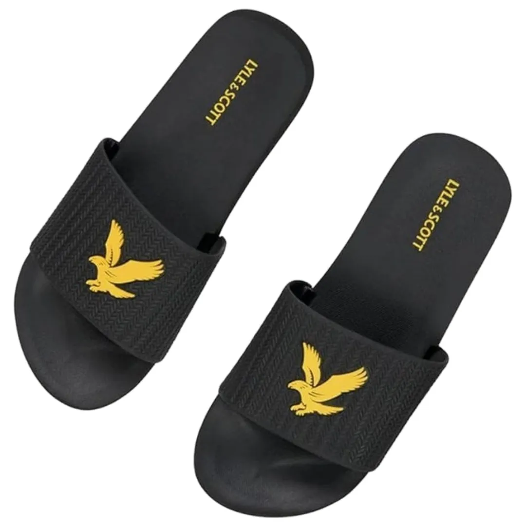 Lyle Scott Logo Jet Black Slides