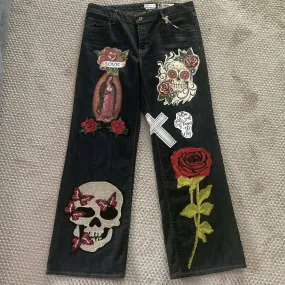 Maggie Devos Skull Embellished Jeans in Size 10