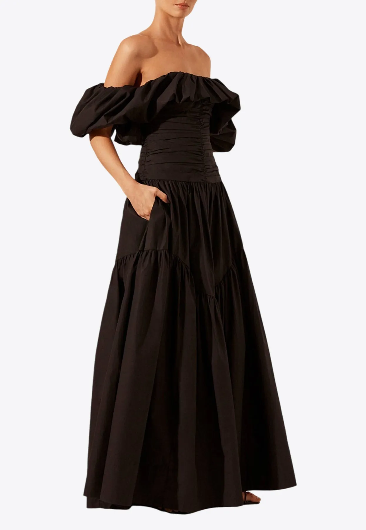 Maiori Off-Shoulder Ruched Maxi Dress