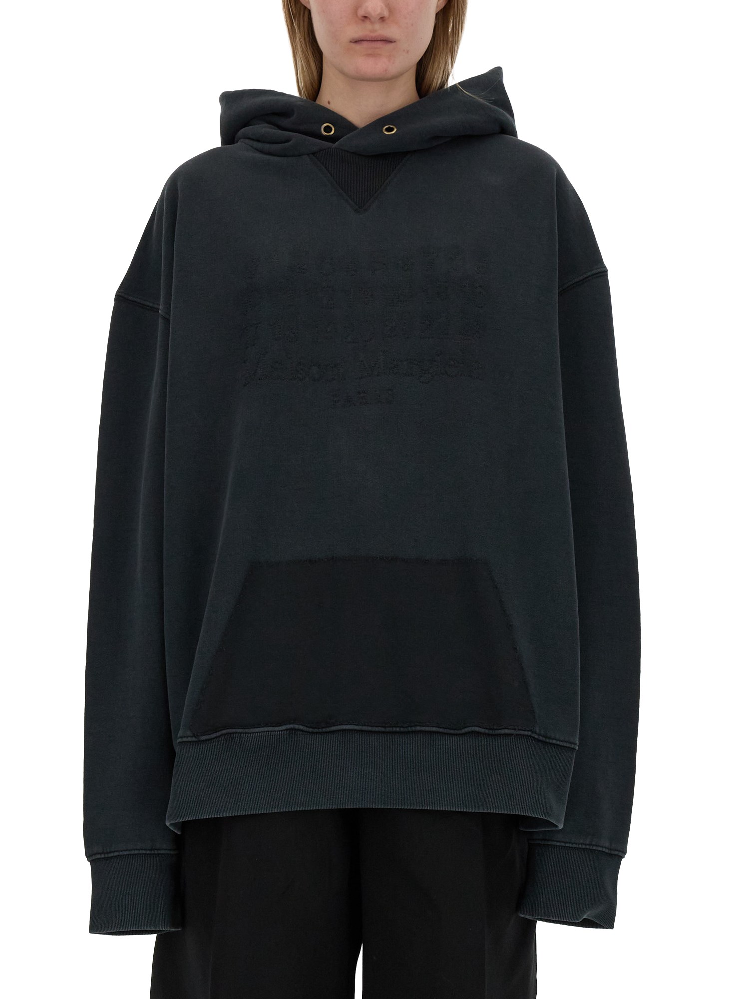 Maison Margiela Logo Hooded Cotton Sweatshirt