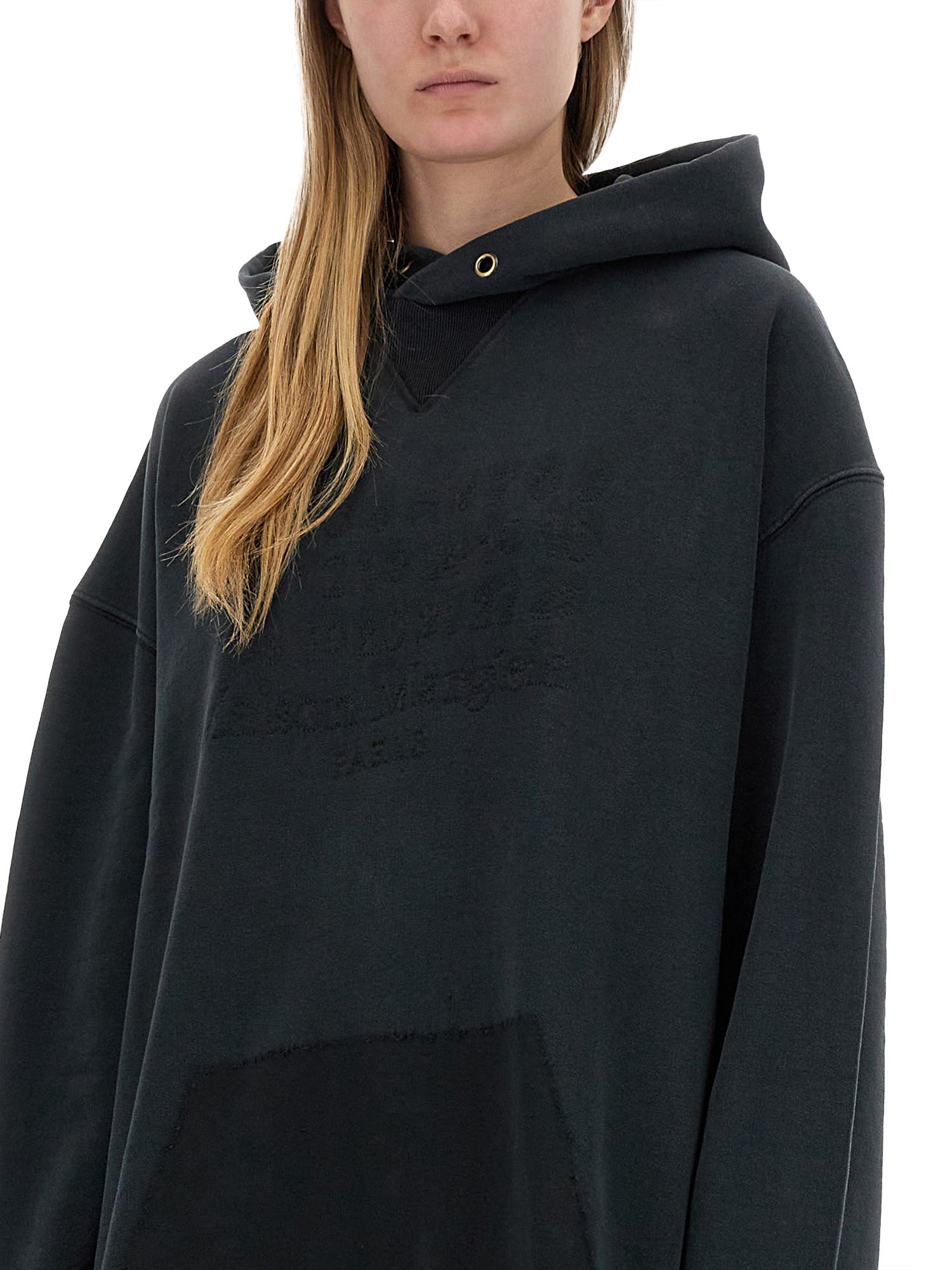 Maison Margiela Logo Hooded Cotton Sweatshirt