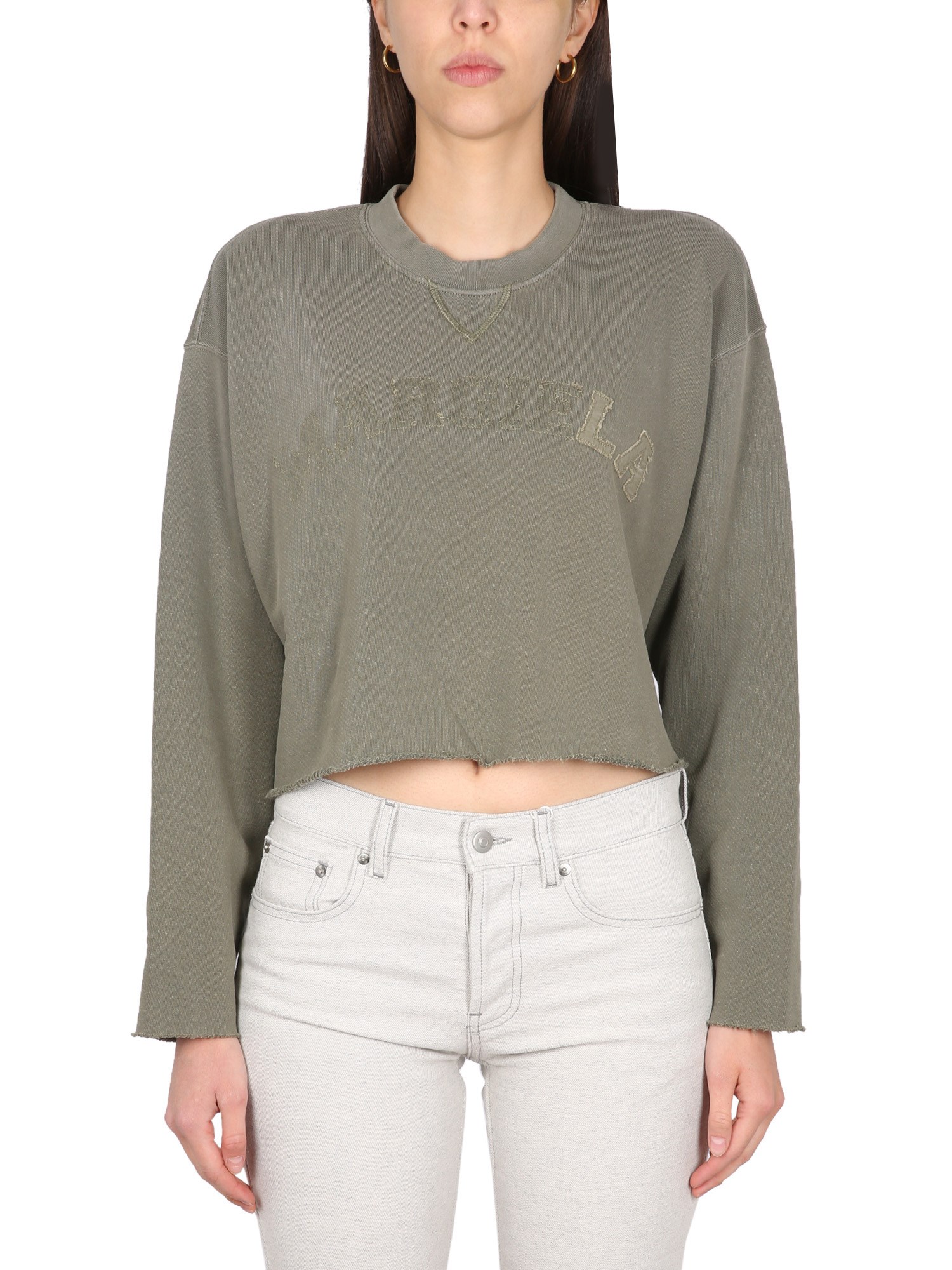 Vintage Cropped Cotton Sweatshirt by MAISON MARGIELA