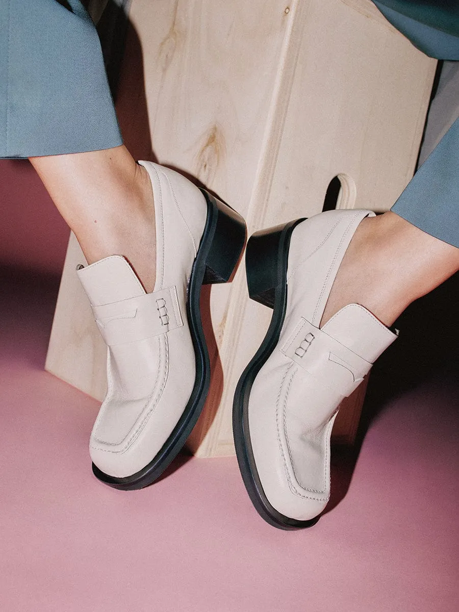 Cream Loafer Shoes for Women