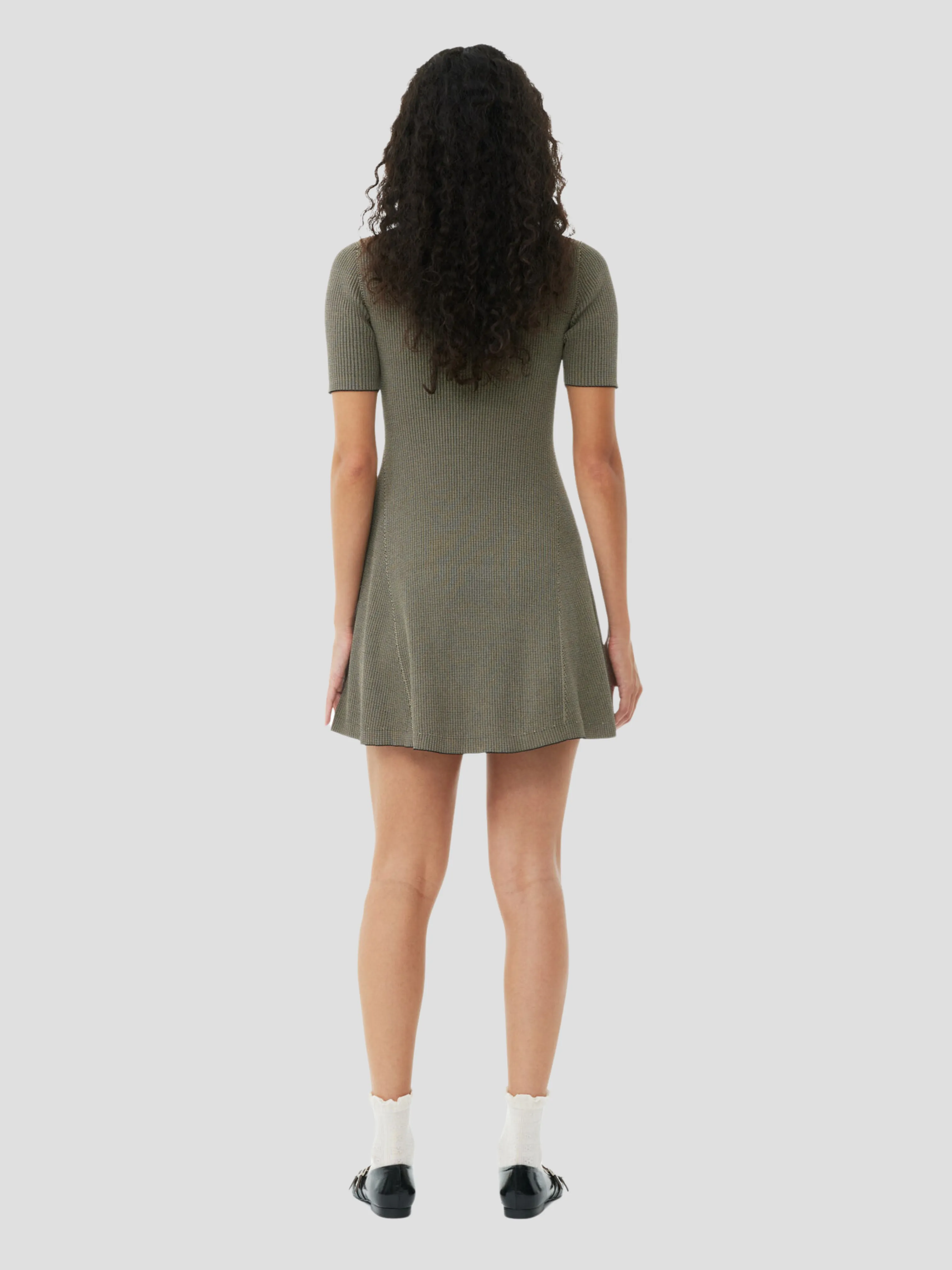 Melange Short Sleeve Knit Mini Dress - Google SEO friendly version: Short Sleeve Knit Mini Dress in Melange Fabric