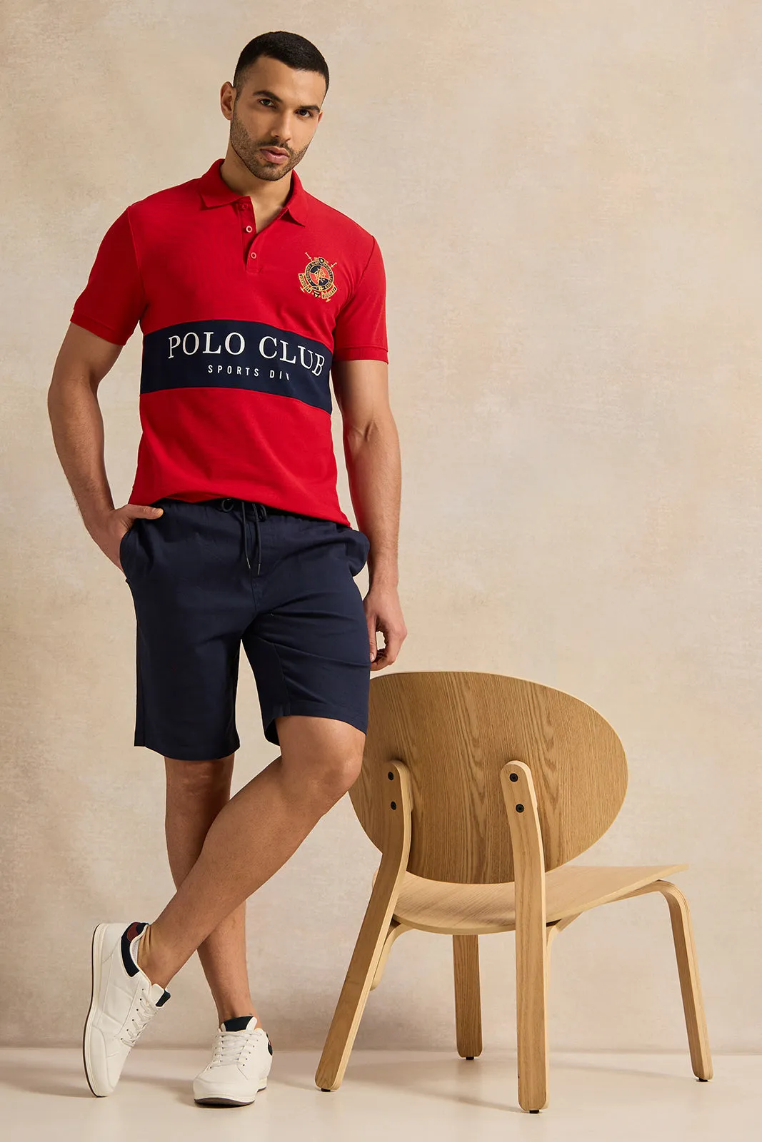 Men Red Casual Polo T-shirt