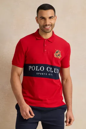 Men Red Casual Polo T-shirt