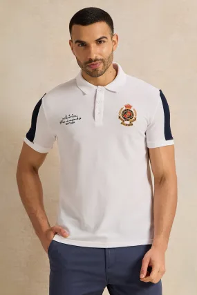 Men White Casual Polo T-shirt