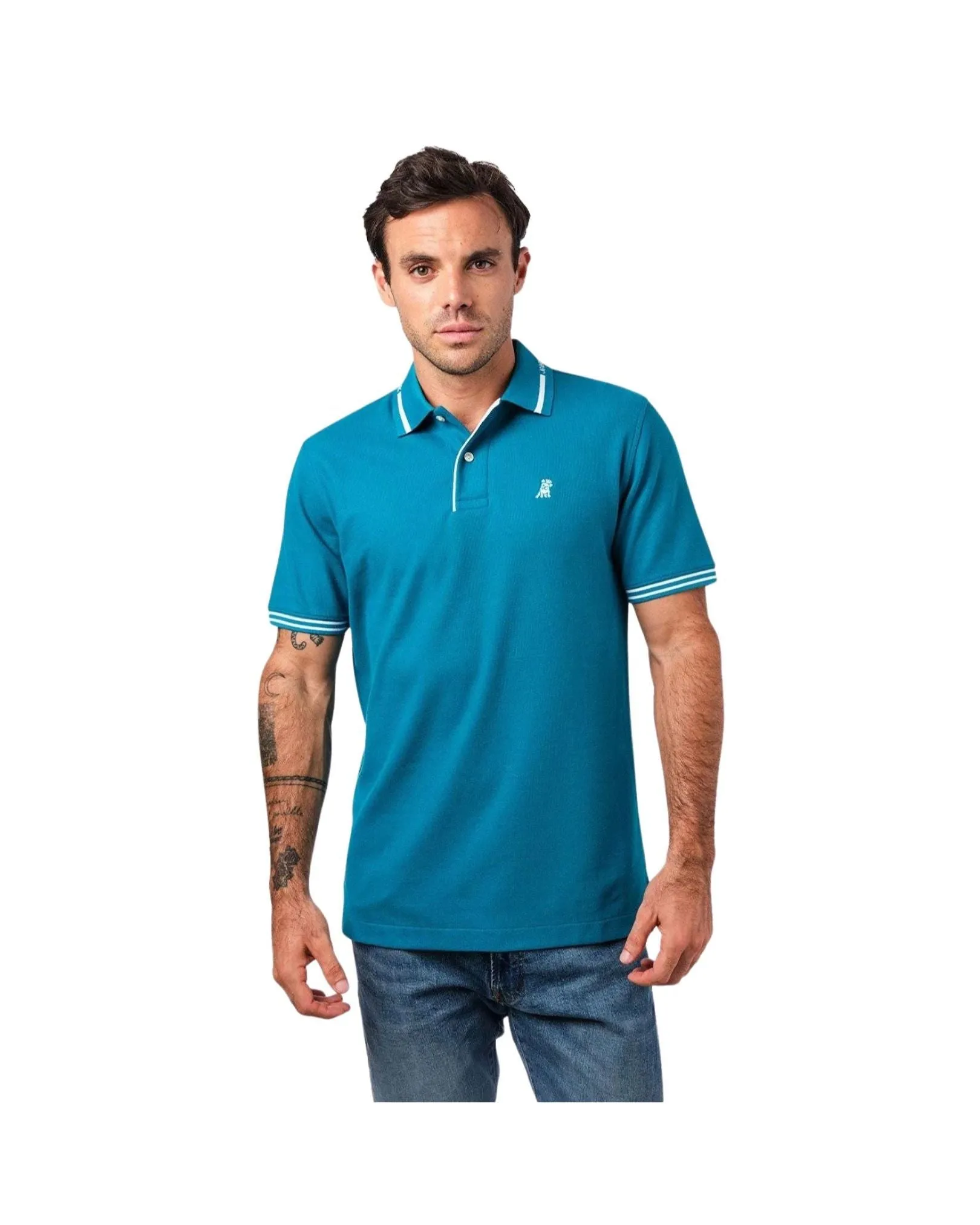 Men's Branded Collar Polo Shirt - Harbor Blue A212