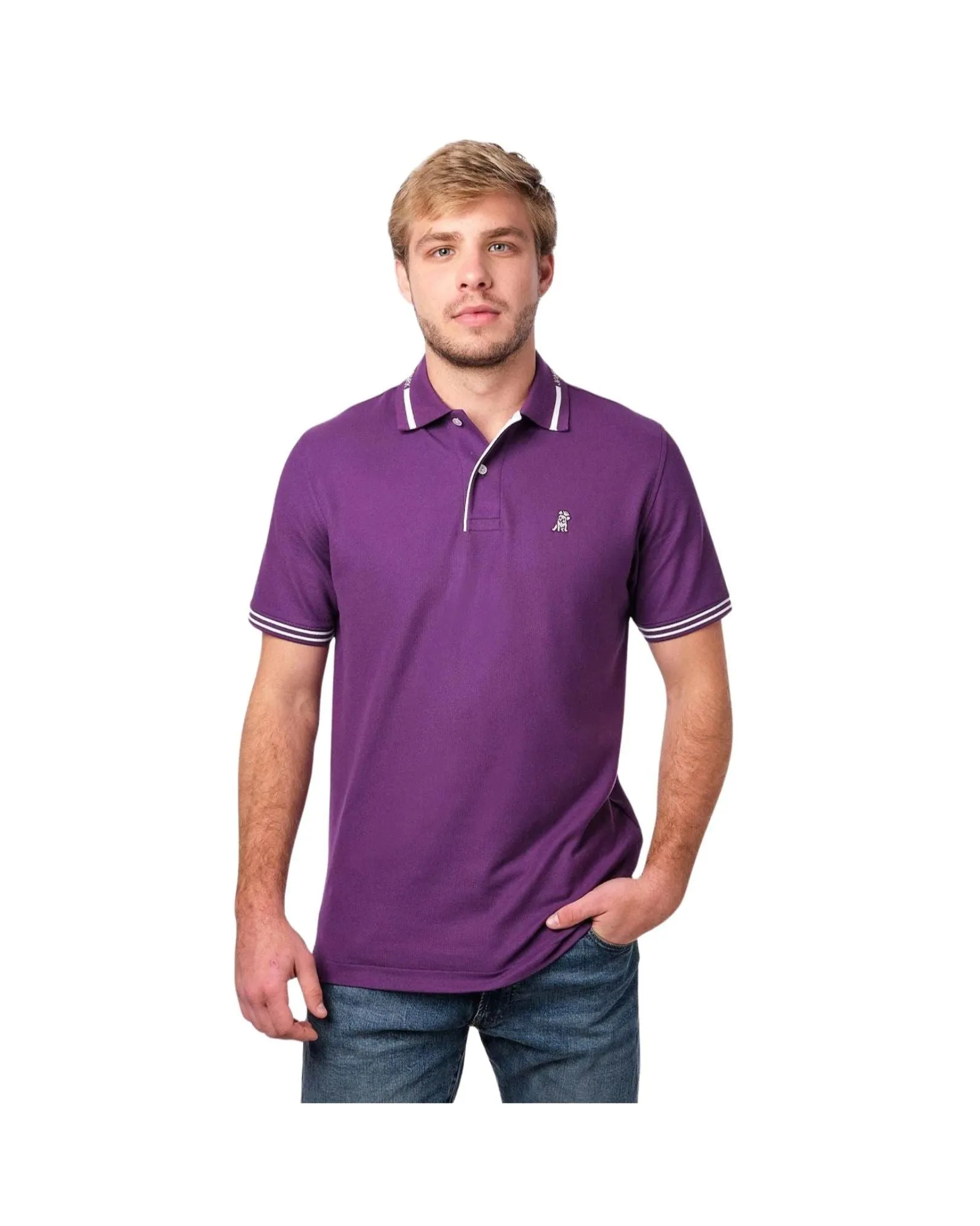 Men's Branded Collar Polo Shirt - Plum A211