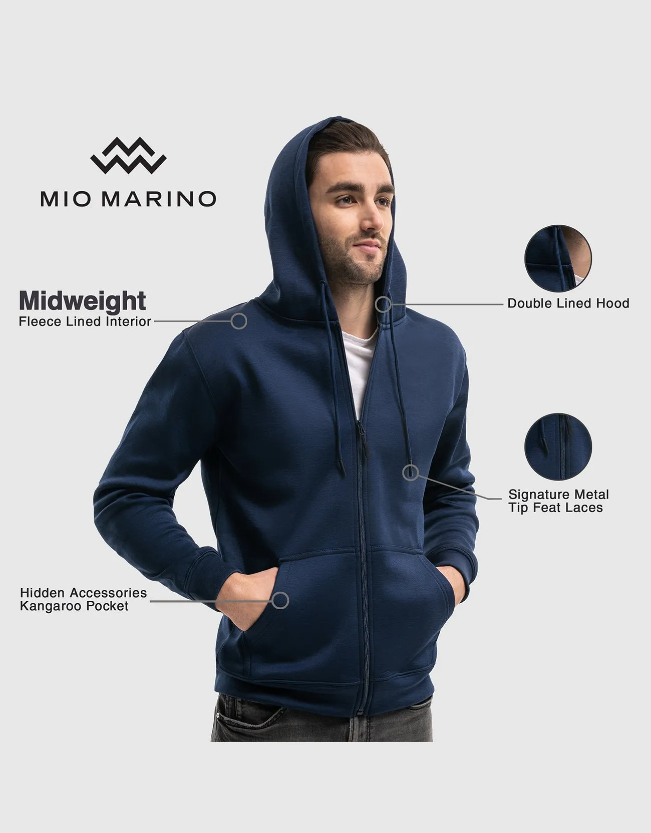 Mio Marino Men's Full Zip Hoodie.